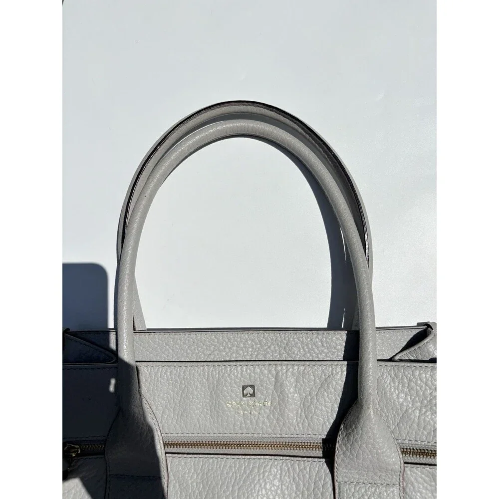 Kate Spade Southport Avenue Gray Pebbled Leather Satchel Tote Top Handle Bag